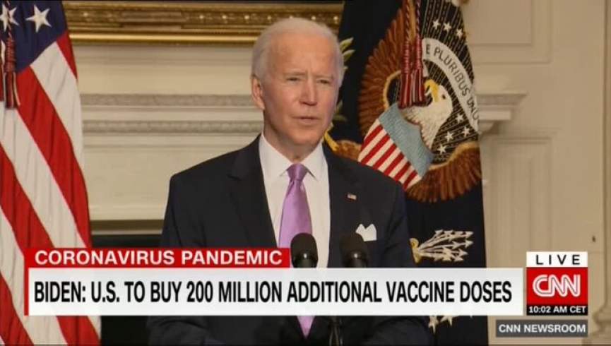 بایدن:۳۰۰ ملیون امریکایی تا تابستان ۲۰۲۱ واکسین کرونا دریافت می‌کنند